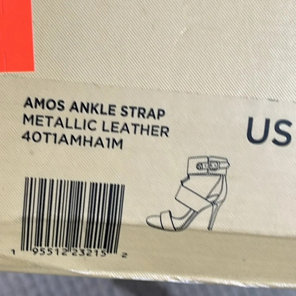 Michael Michael Kors Amos Gold Yellow Metallic Leather Ankle Strap sandals heels - Picture 15 of 17